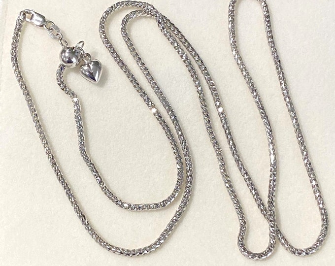 Vintage 18K 750 Solid White Gold Franco Adjustable Link Chain Necklace 25 1/2''