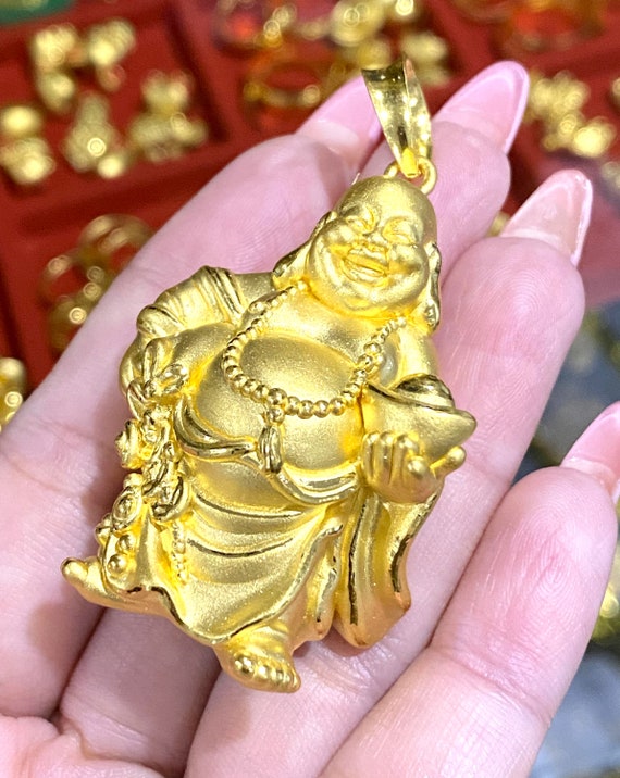 Vintage 24K 9999 Pure Gold Laughing Buddha, Happy… - image 3