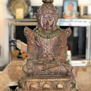 Antique Amethyst 19th 20th Century Carved Phra Hin Buddha Statue 22,400grams image 7