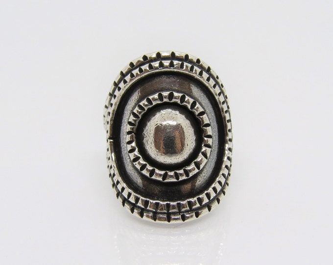 Vintage Sterling Silver Adjustable Dome Ring Size 8