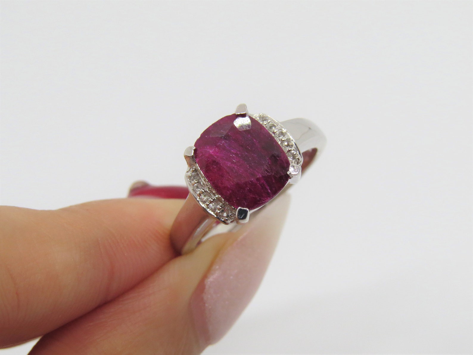 Vintage Sterling Silver 3.10Ct Natural Ruby Ring Size 8 | Etsy