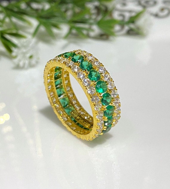 Vintage 15K 610 Solid Yellow Gold Emerald & White… - image 6