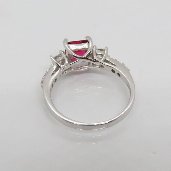 Vintage Sterling Silver Princess Ruby & White Top… - image 2