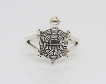 Vintage Sterling Silver Turtle Ring Size 8