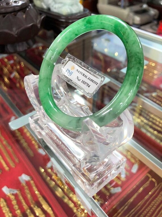 Translucent Natural Green, White Jadeite Jade Vin… - image 3