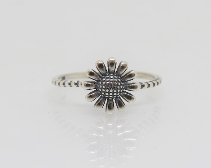 Vintage Sterling Silver Sunflower Ring Size 7