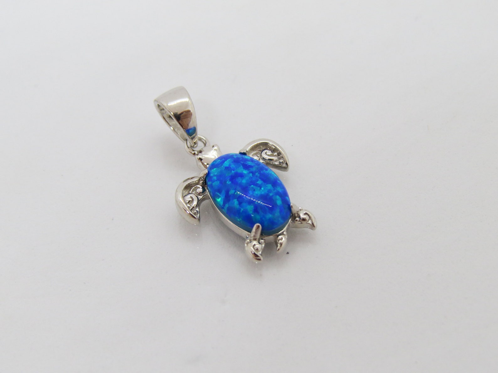 Turtle Shell Opal Vintage Sterling Silver Blue Opal Turtle Pendant | Etsy