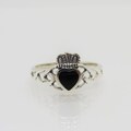 Vintage Claddagh Sterling Silver Black Onyx Ring Size 8