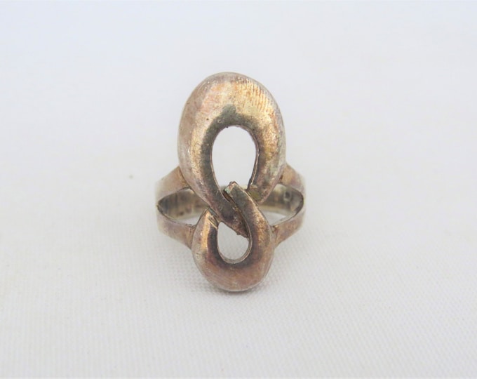 Vintage Sterling Silver Twisted Long Ring Size 6.75