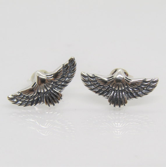 Vintage Sterling Silver Eagle Stud Earrings - image 3