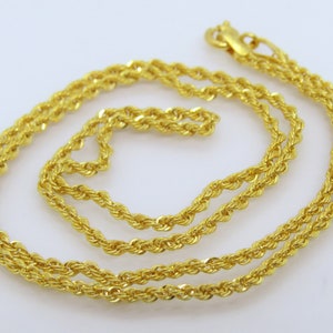 Vintage 18K Solid Yellow Gold Twisted Rope Link Chain 18&#39;&#39;