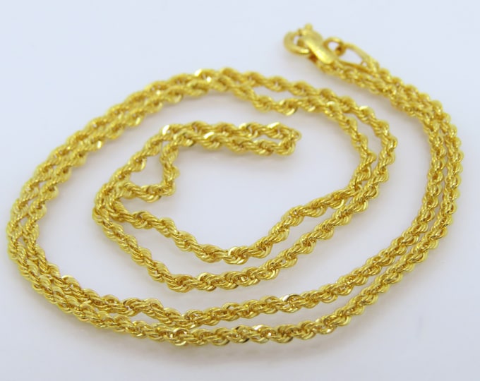 Vintage 18K Solid Yellow Gold Twisted Rope Link Chain 18''