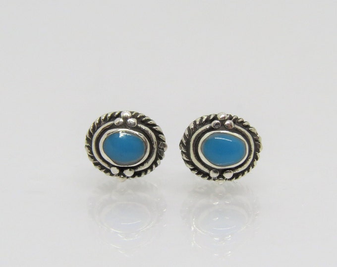 Vintage Southwestern Sterling Silver Turquoise Stud Earrings