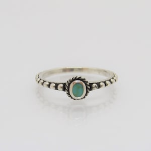 Vintage Sterling Silver Turquoise Dots Band Ring Size 5