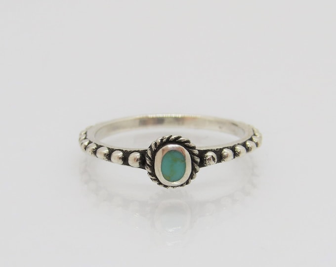 Vintage Sterling Silver Turquoise Dots Band Ring Size 5