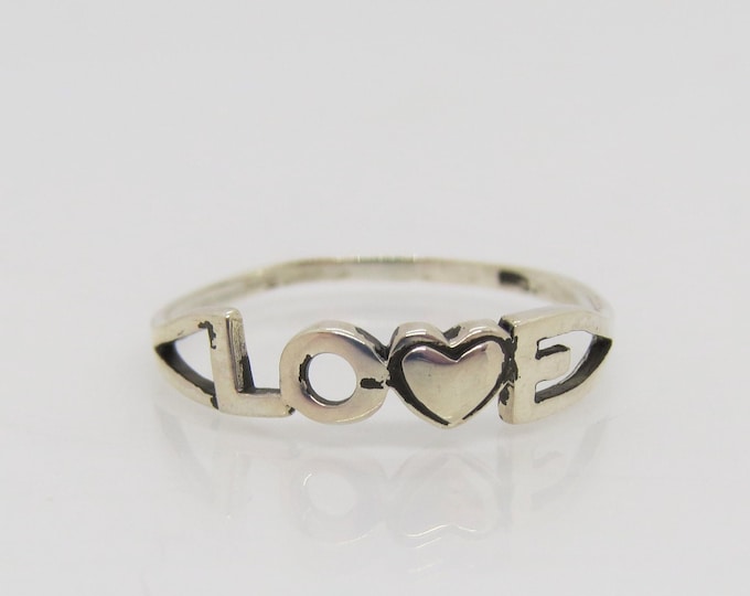 Vintage Sterling Silver Love Thin Band Ring Size 7