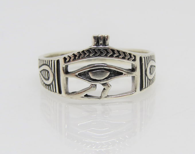 Sterling Silver Egyptian Eye Ring Size 8