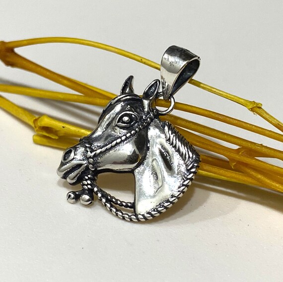 Breloque vintage en argent sterling tête de cheval