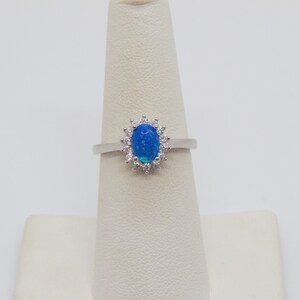 Vintage Sterling Silver Blue Opal & White Topaz Ring Size 7 - Etsy
