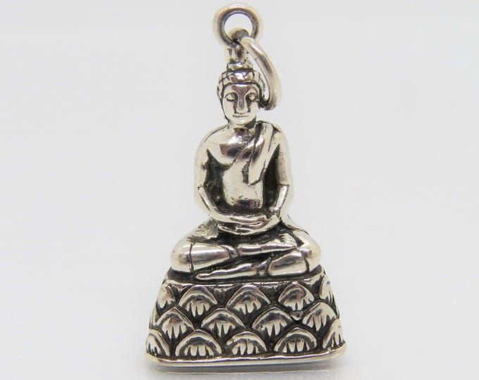 Vintage Sterling Silver Buddha Charm Pendant