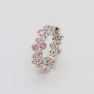 Sterling Silver Pink Sapphire Wedding Band Ring Size 7