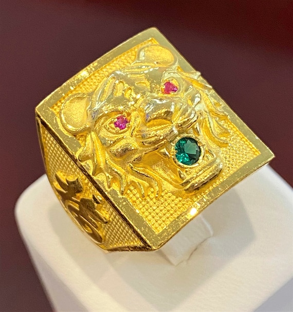 Gold Ring-Tiger Gold Ring-Gold 9999 Ring - Shop hougong General Rings -  Pinkoi