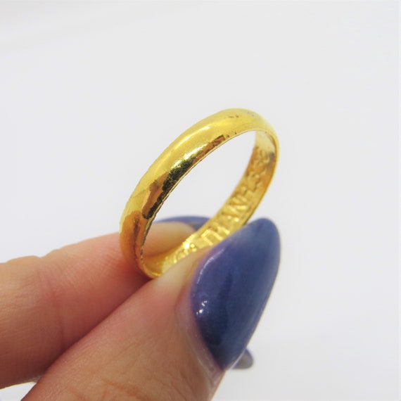 Vintage 24K 9999 Solid Gold Wedding Band Ring Siz… - image 7