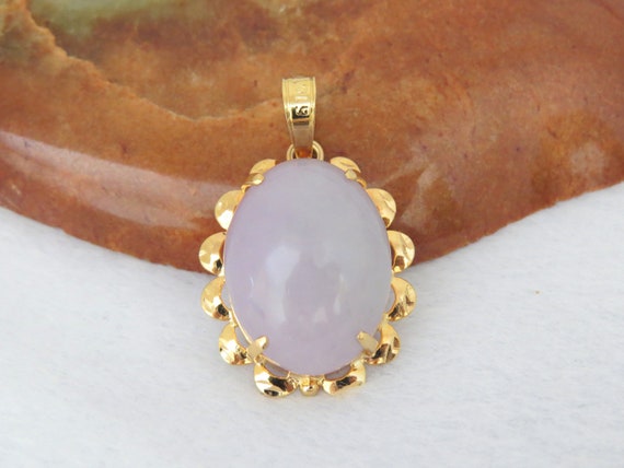Vintage 18K Solid Yellow Gold Translucent Oval Pu… - image 3
