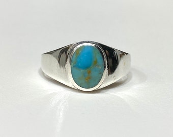 Vintage Sterling Silver Turquoise Bold Ring Size 5