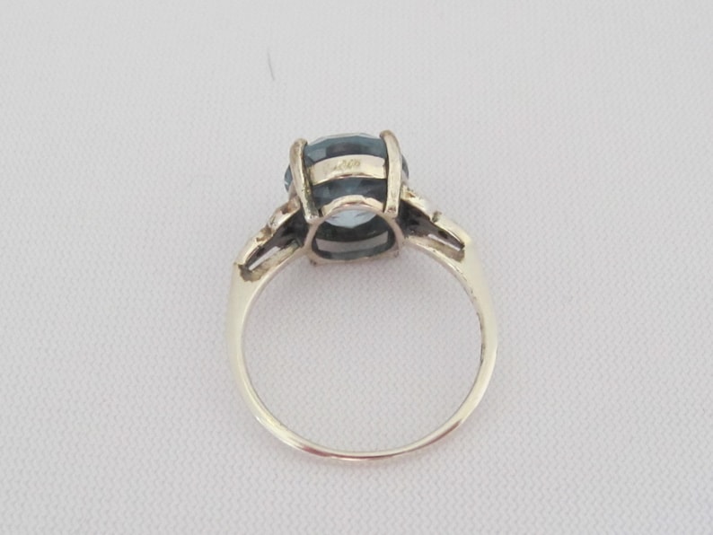 Vintage Sterling Silver Aquamarine /& Seed Pearl Ring Size 6