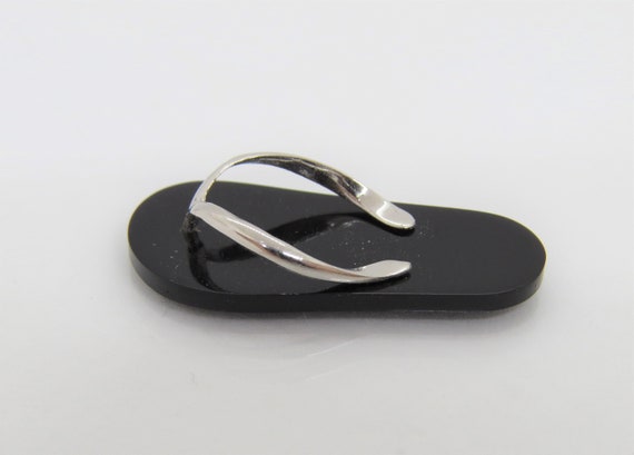 Vintage Sterling Silver Black Onyx Sandal, Shoe P… - image 3