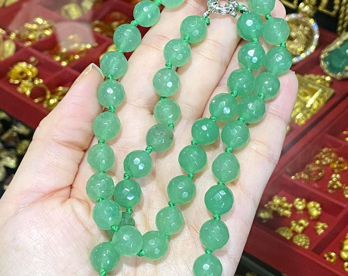 Vintage Round Natural Emerald Bead Necklace 21''