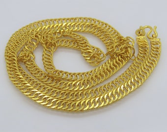 Vintage 24K 980 Solid Gold Cuban Link Chain Necklace 18.5''