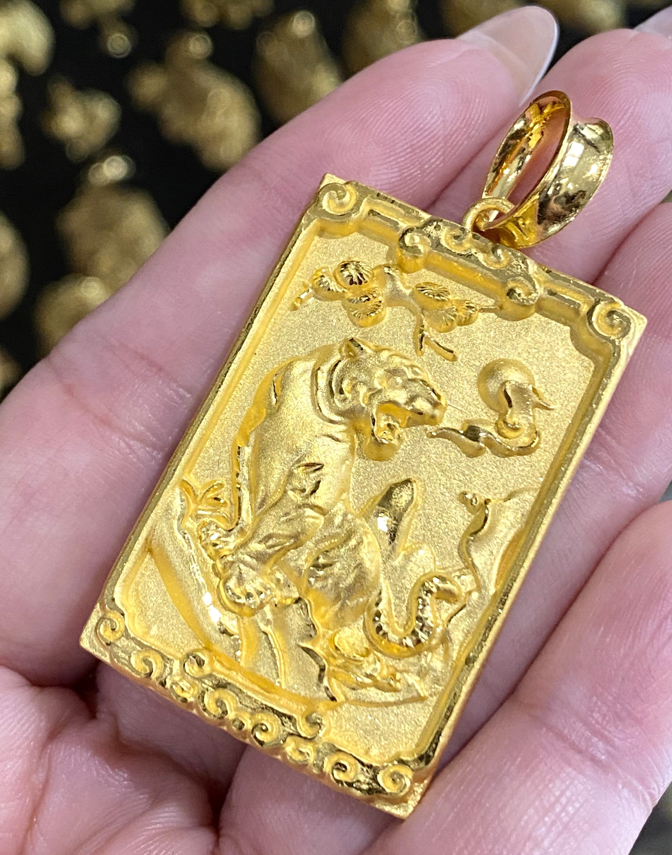 Vintage 24K 999 Pure Gold Tiger Year of Tiger Pendant. - Etsy