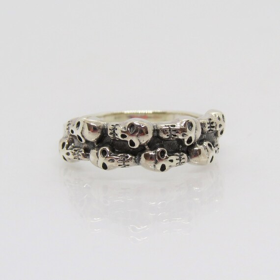 Vintage Sterling Silver Skulls Ring Size 7