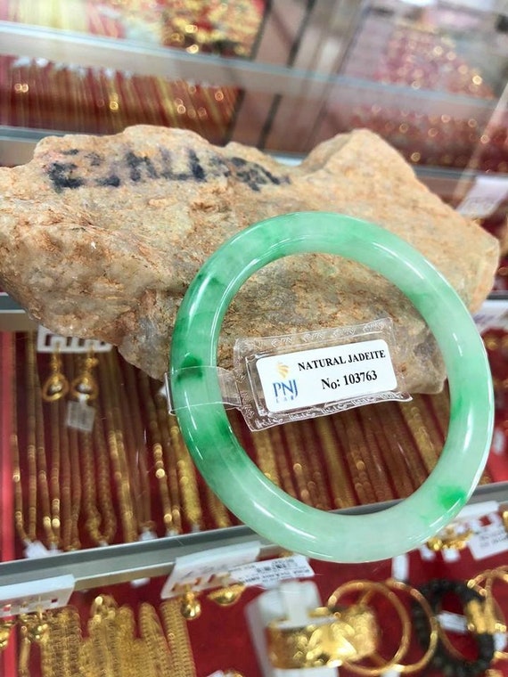 Translucent Natural Green, White Jadeite Jade Vin… - image 2