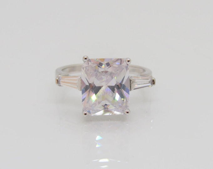 Vintage Sterling Silver White Topaz Ring Size 9