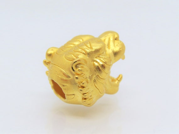 24K 9999 Pure Gold Tiger Head Vintage Charm Penda… - image 4