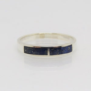 Vintage Sterling Silver Lapis Lazuli Band Ring Size 8.75