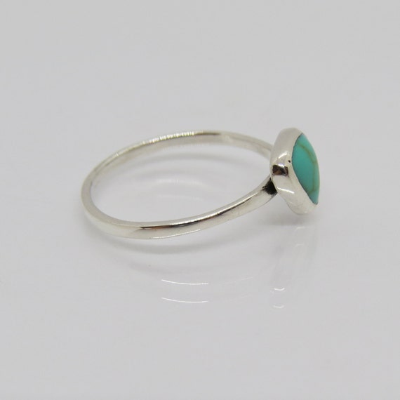 Vintage Sterling Silver Triangle Turquoise Ring S… - image 4