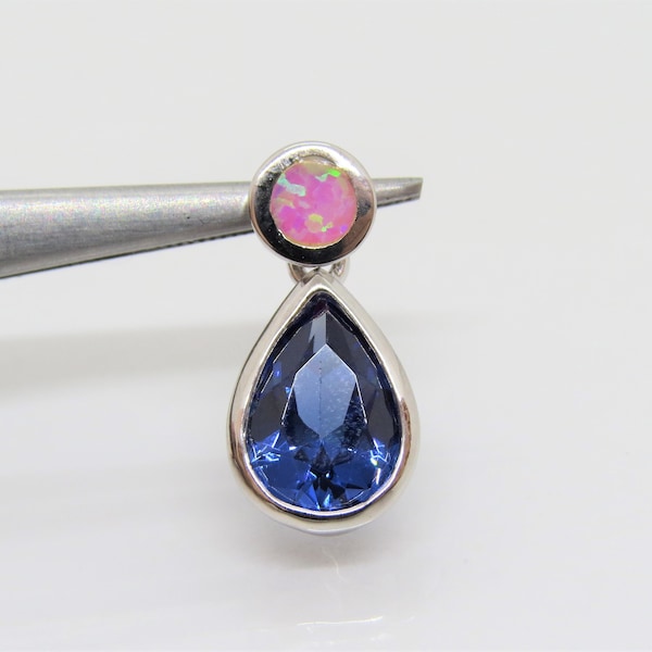 Vintage Sterling Silver Tanzanite & Pink Opal Pendant