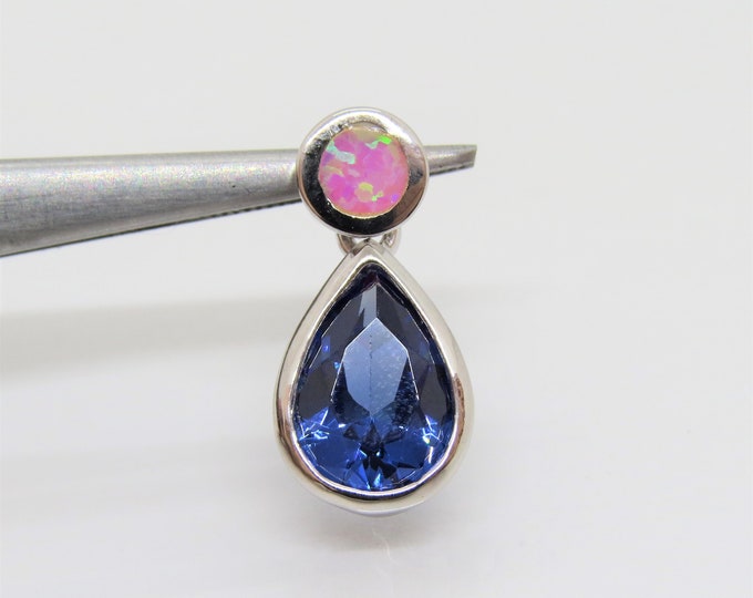 Vintage Sterling Silver Tanzanite & Pink Opal Pendant