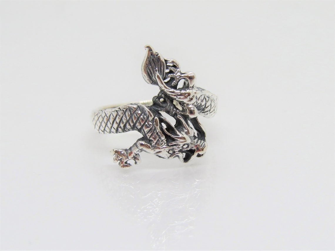 Vintage Sterling Silver Dragon Ring Size 9 - Etsy