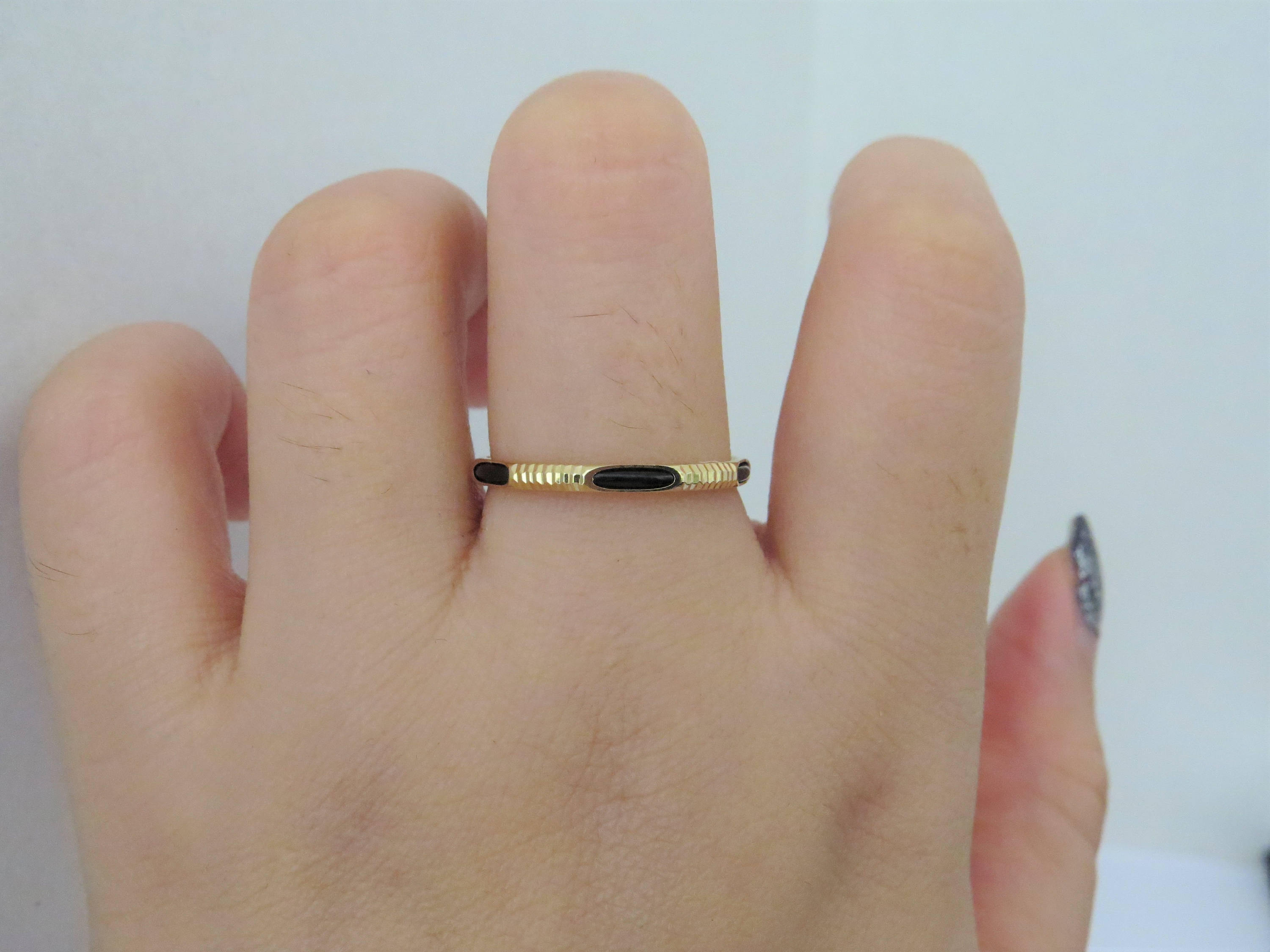 Vintage 18K Yellow Gold Black Onyx Band Ring Size 9 - Etsy