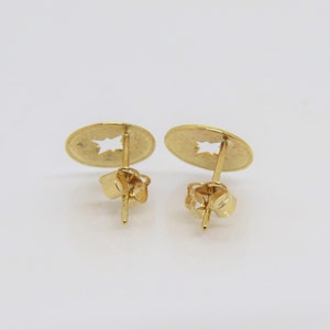 Vintage 14K Solid Yellow Gold Compass Stud Earrings image 4