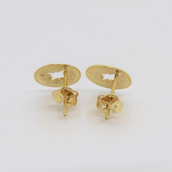 Vintage 14K Solid Yellow Gold Compass Stud Earrin… - image 4