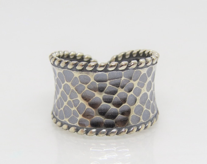 Vintage Sterling Silver Hammered Adjustable Ring Size 8