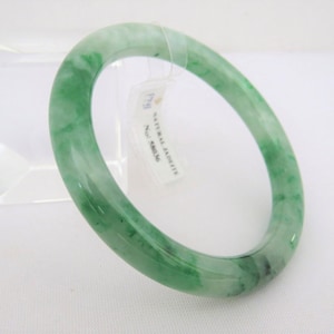 Vintage Durchscheinende Natürliche Floral Grüne Jadeit Jade Armreif Armband 53.7MM