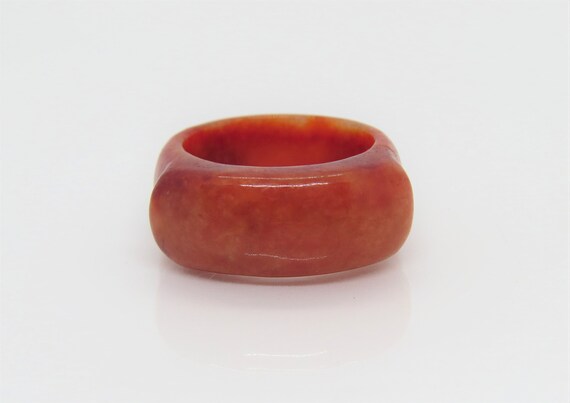 Vintage Translucent Red Jadeite Jade Saddle Band R