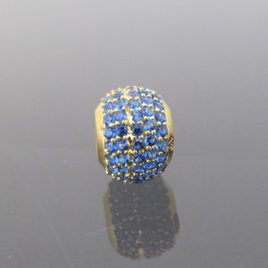 Vintage 18K Solid Yellow Gold Blue Sapphire Ball Slide Pendant